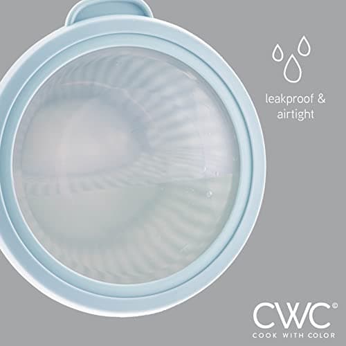 COOK WITH COLOR Prep Bowls with Lids- Wide and Deep Nesting Plastic Small Mixing Bowl Set with Lids, 8 Piece Set - Wide Bowls, Blue 5