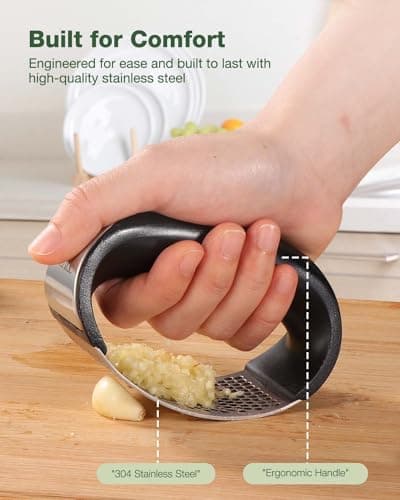 Vantic Garlic Press Rocker - Stainless Steel Garlic Crusher, Mincer and Chopper with Peeler & Scraper, Easy Kitchen Gadget for Effortless Smashing 7