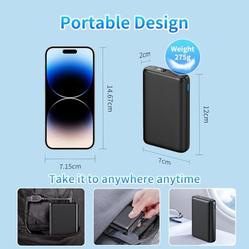 MOSILA 30000mAh Heated Vest Battery Pack 7.4V Heating Vest Battery Bank Power Bank with LED Display DC/USB//Type-C 5V/9V/12V Portable Chargers for Heated Jacket Coat Vest and Warming Clothing for Men 7