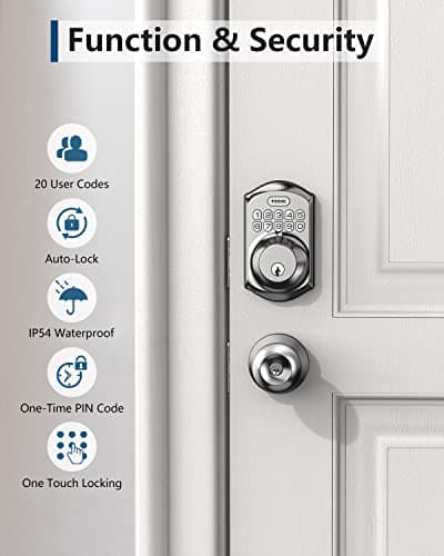 TEEHO TE001 Keyless Entry Door Lock with Keypad - Smart Deadbolt Lock for Front Door with 2 Keys - Auto Lock - Easy Installation - Satin Nickel 6