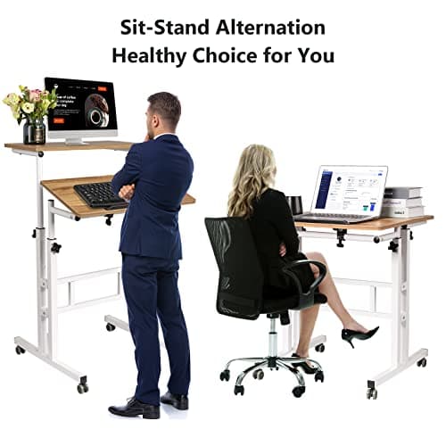 Hadulcet Standing Desk for Walking Pad, Small Portable Standing Desk Adjustable, Rolling Computer Cart, Walking Pad Stand on Wheels, Stand Up Table for Over Treadmill & Drawing, Vintage Oak 5