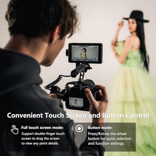 VILTROX DC-550 Lite 5.5" Touchscreen Camera Field Monitor with 3D LUT/Battery/Sunshade Hood, 400Nits 160° Wide View Angle 1920X1080 4K HDMI Input Output Peaking Focus Camera DSLR Field Monitor 6