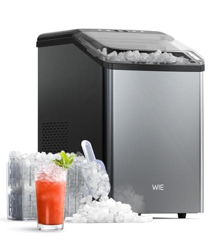 Ice Maker Nugget Countertop 40LBS Pebble Ice Machine,Quick Ice Making,Soft Crunchy Sonic Portable Small Frozen Ice Makers, Quiet Anti-Scale Self Cleaning Tabletop/Office/Home/Party/Camping,Metal Black