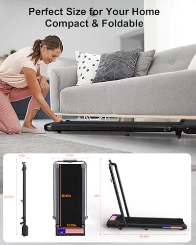 Treadmill Under Desk Walking Pad,2 in 1 Folding Treadmill for Home/Office with Remote Control and APP，Large Screen 7