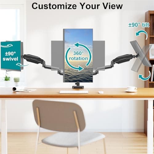 MOUNT PRO Triple Monitor Mount for 13-27 inch Screens, 3 Monitor Desk Mount, Height Adjustable Triple Display Stand, Full Motion Three Computer Arm Hold up to 17.6lbs Each, VESA 75x75, 100x100 5