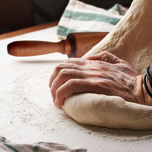 TUSIWIT Classic Sapele Wooden Rolling Pin With Handles,Wood Baking Roller （17''L x 1.77"W) 6