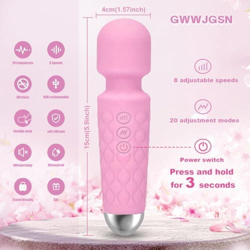 GWWJGSN Portable Wireless Massager - 8 Speeds, 20 Modes, 3-Second Press to Power On, for Neck, Back, Arms, Legs Muscle Relaxation (Rose Pink) 2