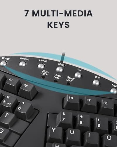 Perixx PERIBOARD-512B Wired Ergonomic Keyboard - Split Keyboard, Wrist Rest, Natural Typing - Wired USB Connectivity - US English - Black 6