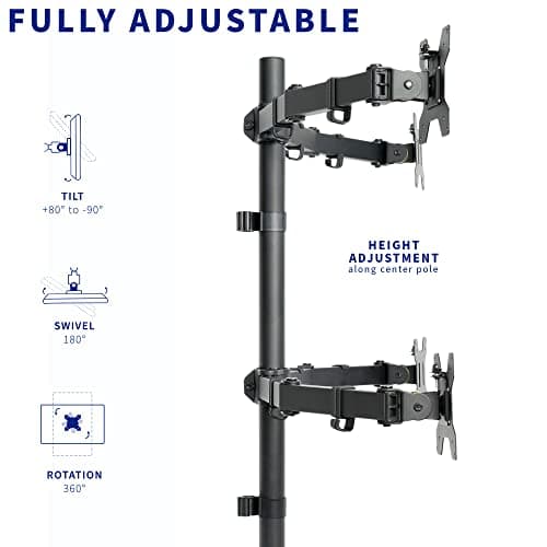 VIVO Quad 13 to 30 inch LCD Monitor Desk Mount, Fully Adjustable Stand with Tilt and Swivel, Holds 4 Screens with Max VESA 100x100, STAND-V004 5