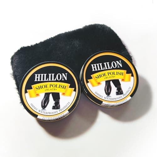 HILILON Black Shoe Polish 2-Pack 50ML 3.4OZ Premium Leather Shoe Polish with Shoe Shine Cloth for Shining, Conditioning, and Restoring Ideal for Black Boots and Shoes 7