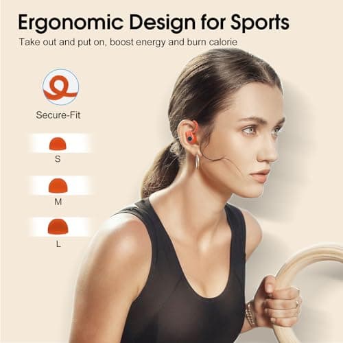 Wireless Earbuds, Bluetooth 5.3 Headphones Sport, Ear buds Wireless Earbuds Bluetooth 50H Playtime LED Display, Deep Bass Stereo Noise Cancelling Headphones, IP7 Waterproof Earphones, Vitality Orange 5