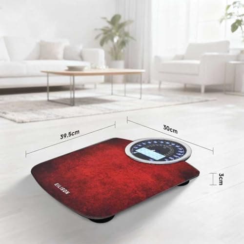 EILISON Highly Advance 2-in-1 Digital & Analog Weighing Scale for Body Weight-400lbs, 4 High Precison GX Sensor Accurate, Thick Tempered Glass, Extra Large Display (Red) 6