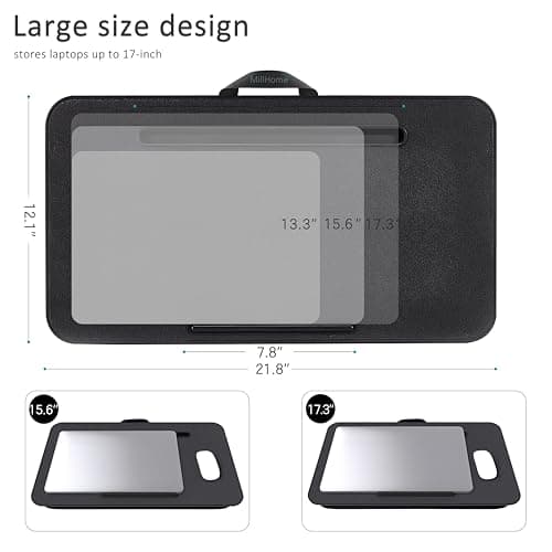 Lap Desk, Lap Desk with Cushion, Fits up to 17 inch Laptop, Pillow Designed, Portable Laptop Stand with Tray, Pad & Phone Holder, Home Office for Bed/Couch/Car/Reading/Writing,MillHome (Black) 6