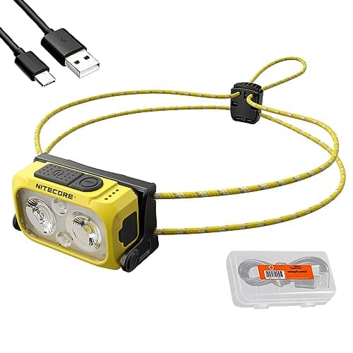 Nitecore NU25 400 UL Ultra Lightweight Headlamp, 400 Lumen USB Rechargeable with Lumentac Organizer for Back Packing, Camping and Running (Yellow)
