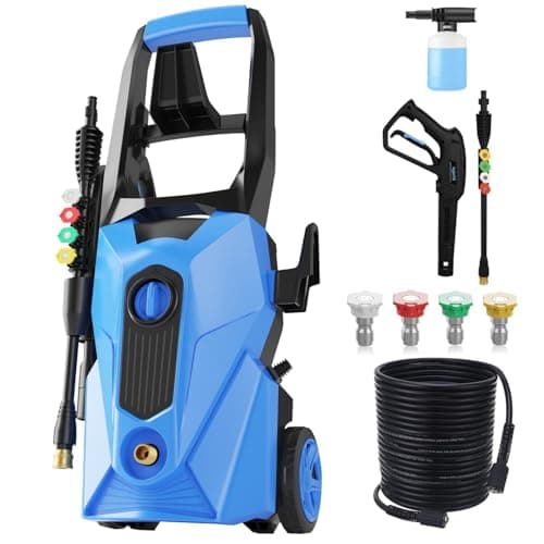 Huanherad 4800PSI Pressure Washer 4.0GPM High Power Washer Professional Electric Pressure Power Washer with 33ft Pressure Hose, 4 Nozzles and Soap Bottle for Cars, Fences, Patio (Light Blue)