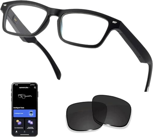 Smart Glasseswith AI,Bluetooth Music Glasses with 130+ Translation,Anti-Blue Light/UV400 Lenses,Audio Eyewear with Music play/Hands-Free Calling,Multifunctional Headphones glasses for Men Women