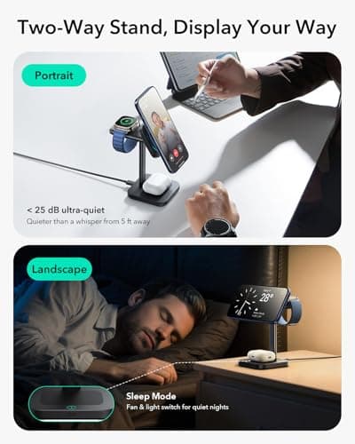 ESR for 3 in 1 Charging Station, Qi2.2 Certified 25W MagSafe Charger Stand with CryoBoost, Phone-Cooling Fast Charging Station, for iPhone 17/16 with iOS 26, AirPods, Apple Watch, Black 6