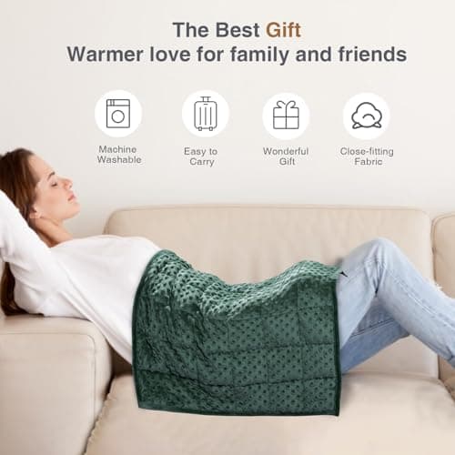 Alomidds Weighted Blanket 7lbs for Adults, Cozy Luxury Breathable Weighted Lap Blanket, Small Weighted Blanket for Travel, Relaxation, Sleeping, Calming, Green, 29" x 24" 5