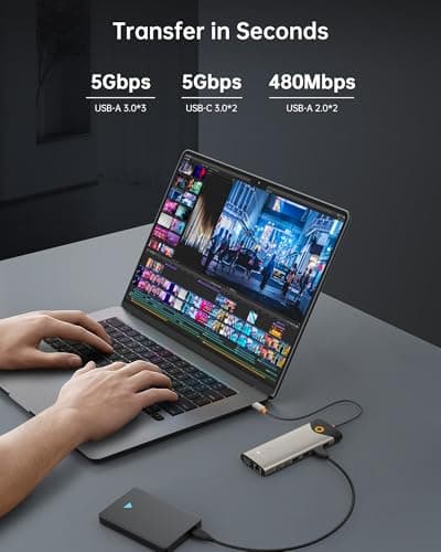 NOVOO USB C Docking Station Dual Monitor, 15 in 1 Laptop Docking Station 3 Monitors with 2 HDMI,VGA,USB C/A Ports, 100W PD, RJ45, SD/TF and Audio, Multiport Adapter for MacBook/Dell/iPhone/HP/Lenovo 6