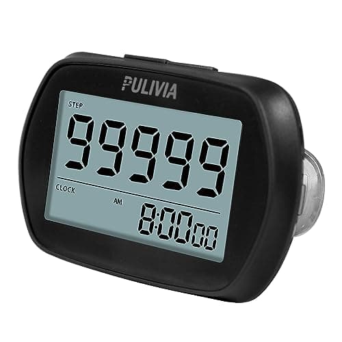 3D Pedometer Walking Step Counter with Clock, Steps Tracker Portable Pedometer with Clip, Simple Pedometer Walking Step Counter, Black