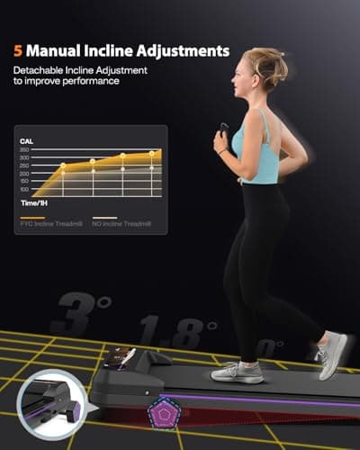 FYC Walking Pad Under Desk Treadmill with Incline, 2 in 1 Portable Treadmill with Bluetooth & Remote Control Running Machine for Home and Office Use, Black 5