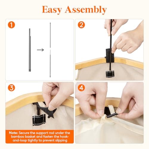 Lifewit 65L Slim Laundry Hamper with Lid, Narrow Laundry Basket with Removable Bag & Bamboo Handles, Fodable Thin Dirty Clothes Hamper for Laundry Collapsible Bin for Bathroom Bedroom Dorm, Beige 6