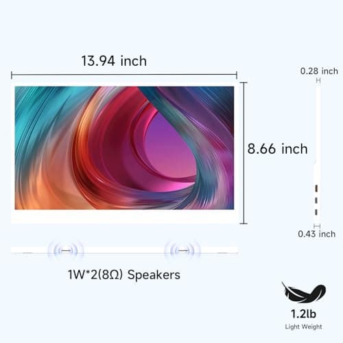 AYY Portable Monitor 15.6inch 1080P FHD - USB-C/HDMI Computer Display, HDR IPS Gaming Monitor Compatible with Laptop PC MAC Phone PS4 Xbox Switch, w/Smart Cover, Dual Speakers - White 7