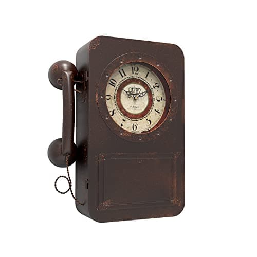 Abdurey Retro Old Telephone Wall Clock with Hidden Safe, Battery Operated Quartz Metal Wall Clocks, Large Rectangular Vintage Decor Clocks, for Farmhouse, Living Room(16" H x 12" W x 4" D)
