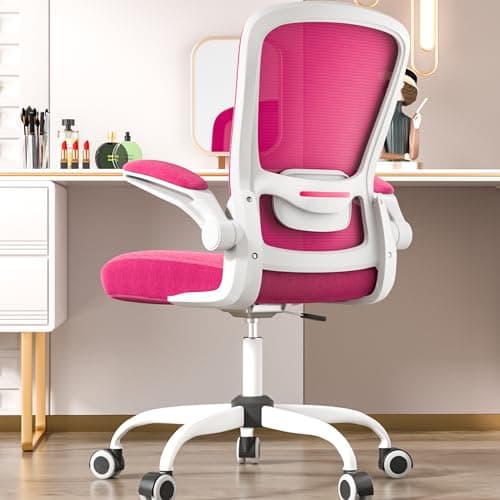 Mimoglad Ergonomic High Back Mesh Office Chair, Adjustable Lumbar Support, Thickened Seat Cushion (Modern, Barbie Pink)