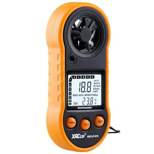 Digital Anemometer Handheld, Wind Speed Meter Wind Gauges Air Flow Velocity Meter for Measuring Wind Chill Temperature Speed, Wind Meter Thermometer Gauge for Shooting Windsurfing Fishing Hunting