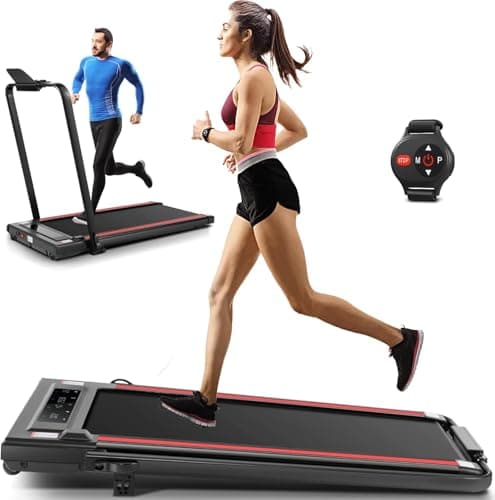 ANCHEER Treadmills with Incline, Under Desk /2s Folding/Max 300 lb Capacity-Walking Pad/Compact Electric Treadmill for Home/Gym/Office with LED Touch Screen/Remote Watch
