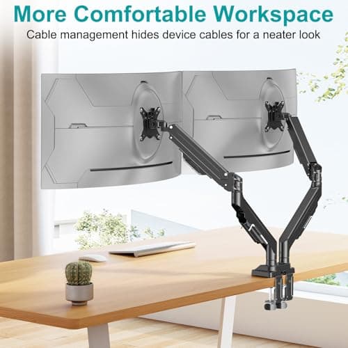 MOUNT PRO Dual Monitor Stand for Two Screens up to 43 Inch, Heavy Duty Ultrawide Double Monitor Arm Holds up to 33lbs Each, Premium Adjustable Computer Monitor Mount for 2 Monitors, VESA Desk Mount 8
