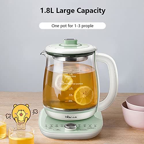 Bear YSH-C18S2 Health Pot, Electric Kettle Tea Maker with Infuser, Glass Kettle & Stew Pot, 16 Menus 1.8L 120V, Green 8