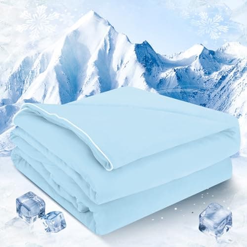 BUWOLER Dual-Sided Cooling Comforter Twin Size, Washable Lightweight Cooling Blanket for Hot Sleepers and Night Sweats, All-Season Soft Microfiber Summer Down Alternative Quilt Twin, Blue