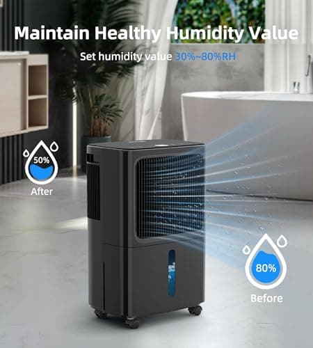 2500 Sq.Ft Dehumidifiers for Home with Drain Hose Max 34 Pints, VEAGASO Dehumidifier for Basement, Bathroom, Bedroom, Three Modes, Intelligent Humidity Control, Dry Clothes, 24HR Timer (BLACK) 2