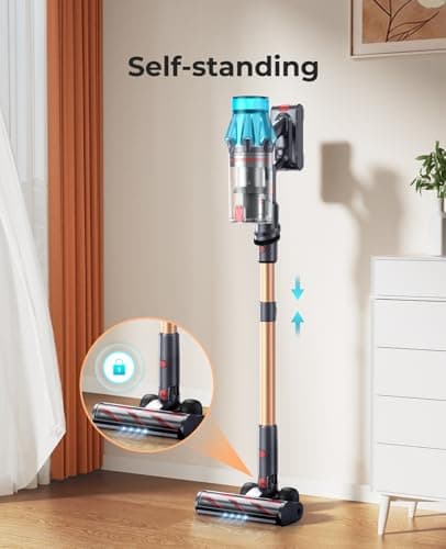 Cordless Vacuum Cleaner 600W/50Kpa, Stick Vacuum Cleaners 65 Mins Max Runtime with Charging Dock, Self-Standing Handheld Vacuum with Touch Display, 6-in-1 Vacuum Cleaner for Carpet/Hard Floor/Pet Hair 8