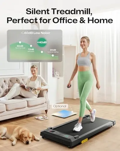 UREVO Smart Walking Pad, Standing Desk Treadmill with Double Shock Absorption, Quiet Operation, Workout APP with Track Insights and MIIT Mode, Plug and Play, Remote or APP Control for Home Office 5