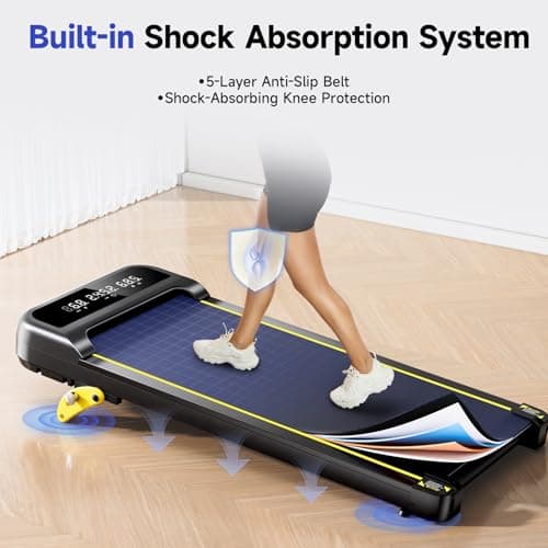 YPOO Walking Pad Treadmill, Under Desk Treadmill for Home, Portable Walking Pads with Incline Up to 8%, Compact Running Treadmills 300lbs Capacity, LED Display, Low Noise 5