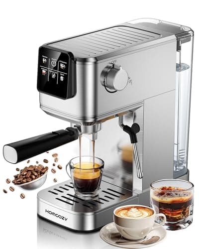 HomCozy Espresso Machine 20 Bar Coffe Maker with Rapid Cold Brew, Compact Espresso Maker for Hot and Cold Cappuccino, Latte, Stainless Steel Coffee Machines with 1200ml Removable Water Tank