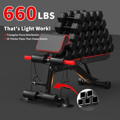 Adjustable Weight Bench - Utility workout Benches for Exercise, Free Installation Design for Portable Fitness Strength Training Equipment at Home Gym 7