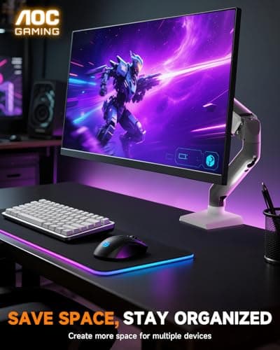 AOC Single Monitor Stand, Adjustable Monitor Arm Mount for 17–32 Inch Screens, Holds 4.4–19.8 lbs 6
