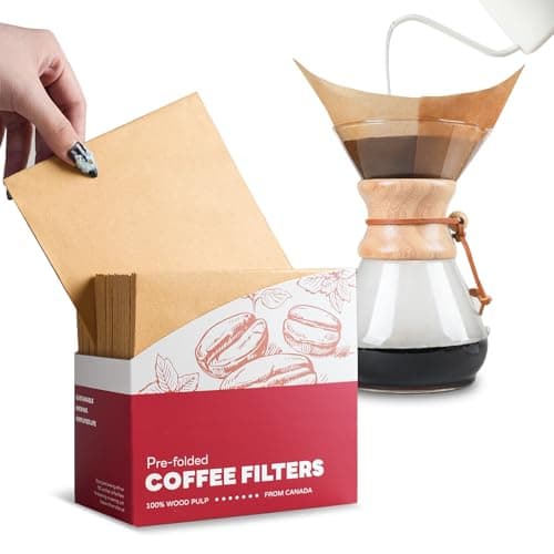 Brew Choice Pre-folded Natural Unbleached Coffee Filters - 100 Count, Compatible with Pour-Over Coffee Makers