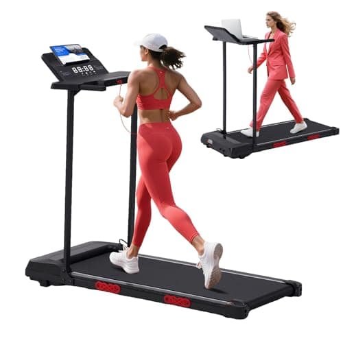 Compact Walking Pad with Handle Bar, 3.5HP Electric Portable Walking Pad Treadmills with Handles for Home Small Spaces, 0.6-10MPH Home Small Treadmill with Big Screen for Office Apartment, 400LBS