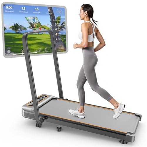 Foldable Treadmill with 10% Incline, Upgrade 3.5HP Low Noise Walking Pad Treadmill with Handle Bar, Trisomy 4 in 1 Portable Under Desk Treadmills for Home/Office, 350Lbs Capacity, APP & Remote Control