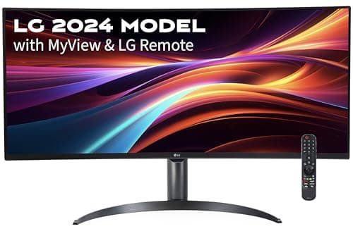 LG 34" Curved WQHD VA Black Monitor with Built-in Speaker, (3440x1440) 100Hz, 5ms, Ultrawide MyView Streaming, Airplay2, Magic Remote, 34SR65QC-B WebOS 2024 Model (Renewed)