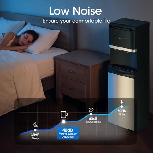 Tehanld Bottom Loading Water Cooler Dispenser for 5 Gallon Bottles,Stainless Steel Water Cooler with 3 Temperature -Hot, Cold & Room,Child Safety Lock,Ideal for Home and Office, Charcoal Black 6