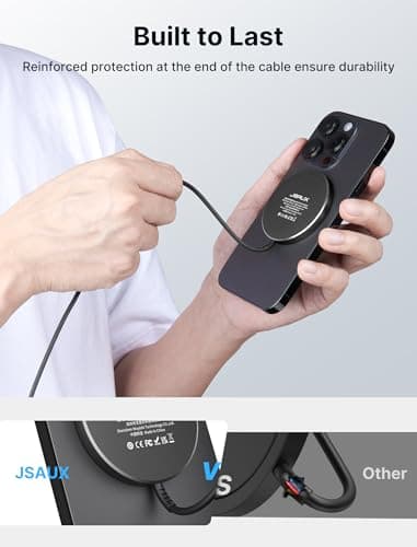 Mag-Safe Charger 2-Pack 15W, JSAUX Magnetic Wireless Charger Fast Charger Pad Compatible with MagSafe Charger, iPhone 16/16 plus/16 Pro/16 Pro Max/iPhone 15/14/13/12 Mini Mag Charger Airpods Black 6