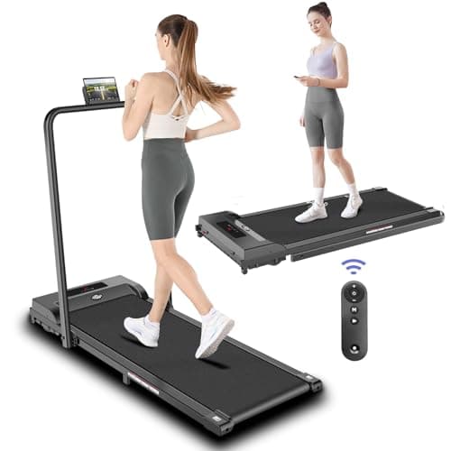 Walking Pad Treadmill, Foldable Treadmills with Handle Bar, 2.5HP Portable Folding Treadmill with Remote Control, 2 in 1 Under Desk Treadmills for Home Office, Small Walking Pad
