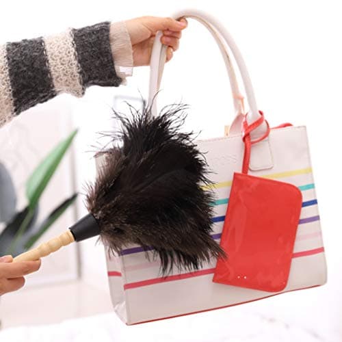 Midoneat Natural Black Ostrich Feather Duster,2 Packs,Car Duster Interior/Exterior Cleaner, Cleaning for Blinds Kitchen Keyboard Office, Smart and Soft and Fluffy (Black) 5