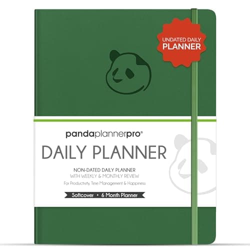 Panda Planner Pro A4 Daily Planner 2026 – 6 Month Undated Daily Productivity Planner with Large 8.5x11 Layouts, Weekly & Monthly Calendar Planner, Goal Tracker, Habit Tracker & Time Management Organizer – Dark Green 8